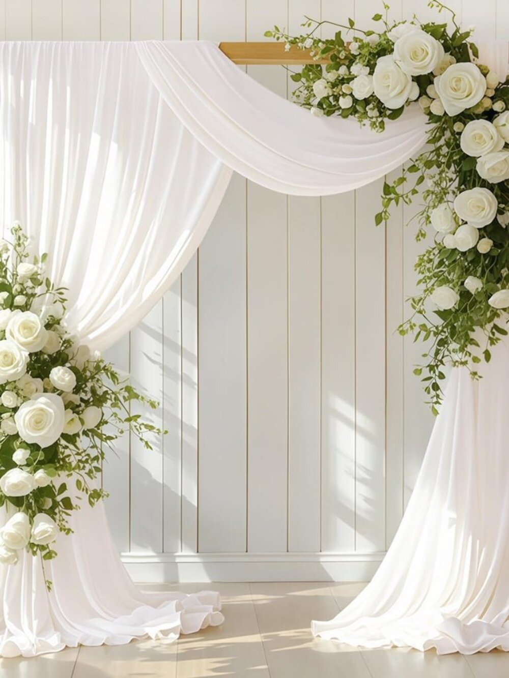 Ivory Wedding Arch Draping Fabric 30'' x 18FT Sheer Chiffon Arch Drapes